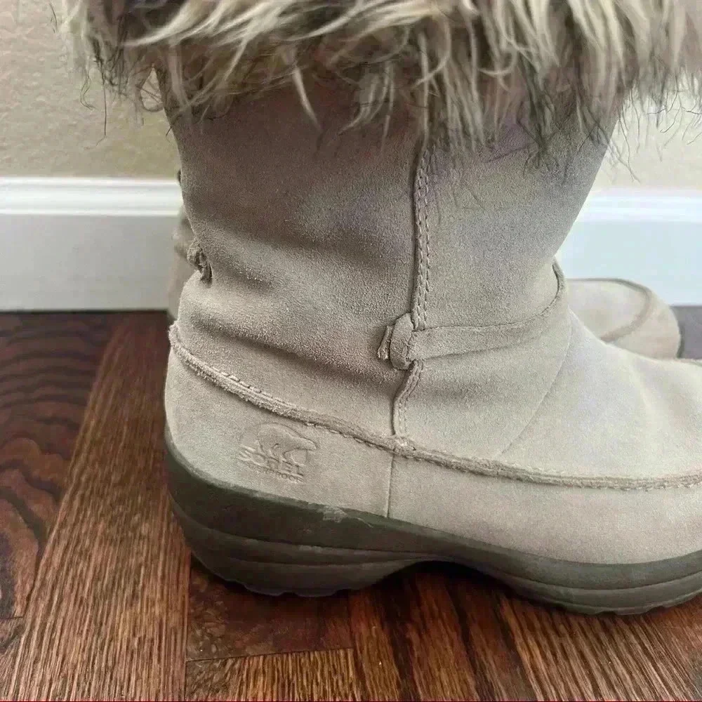 Sorel Northern Lite Tall Snow Boot Suede Faux Fur Tan NL1431-265 Zip Size 9